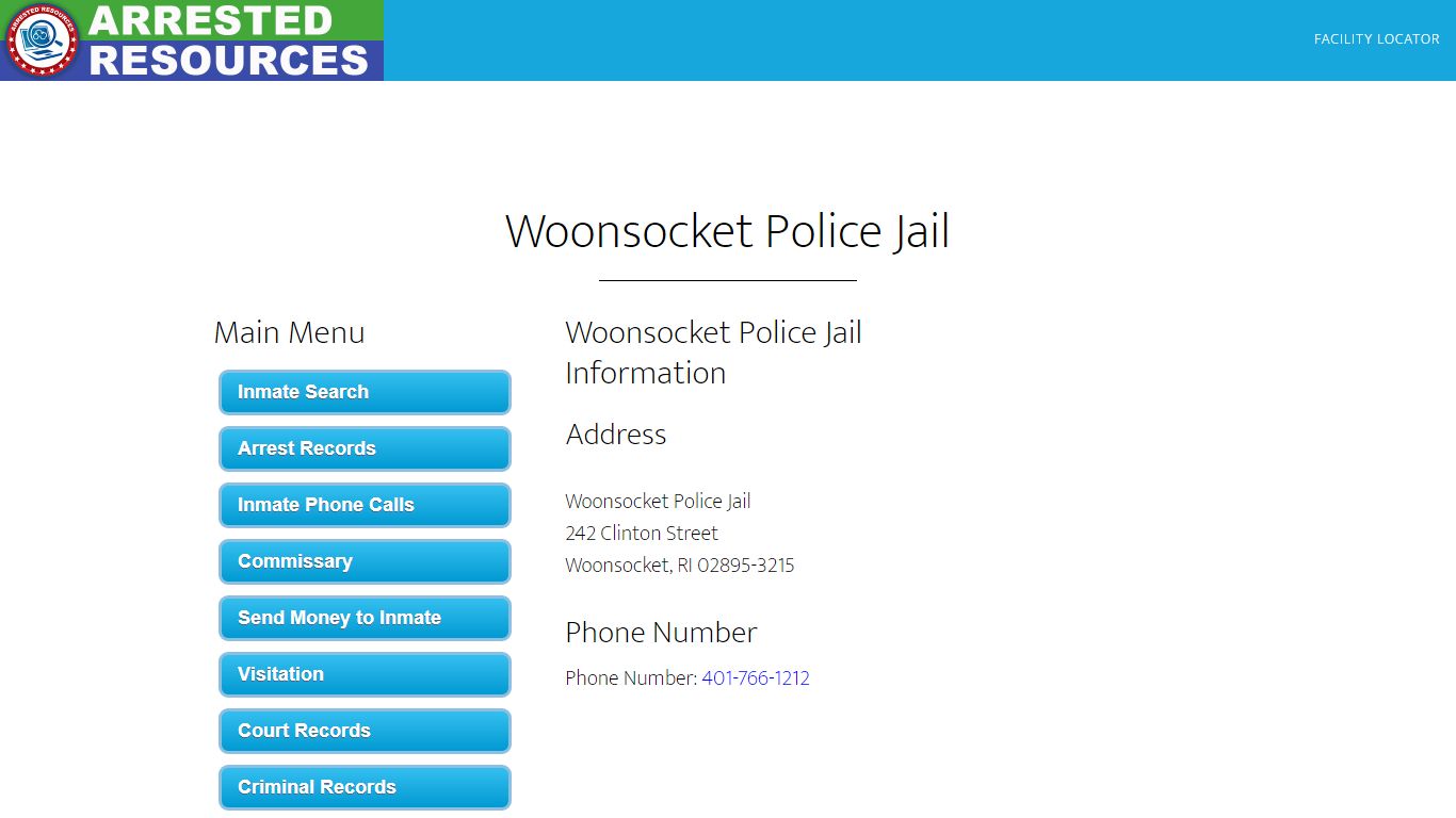 Woonsocket Police Jail - Inmate Search - Woonsocket, RI