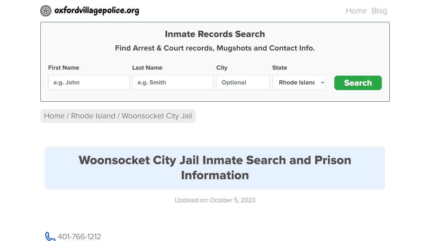 Woonsocket City Jail Inmate Search and Prison Information